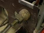 Hot water valve covered in dirt and dust.
